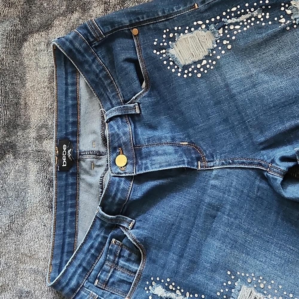 bebe jeans with rhinestones